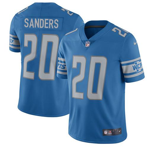 Nike Lions #20 Barry Sanders Blue Team Color Men's Stitched NFL Vapor Untouchable Limited Jersey - Click Image to Close